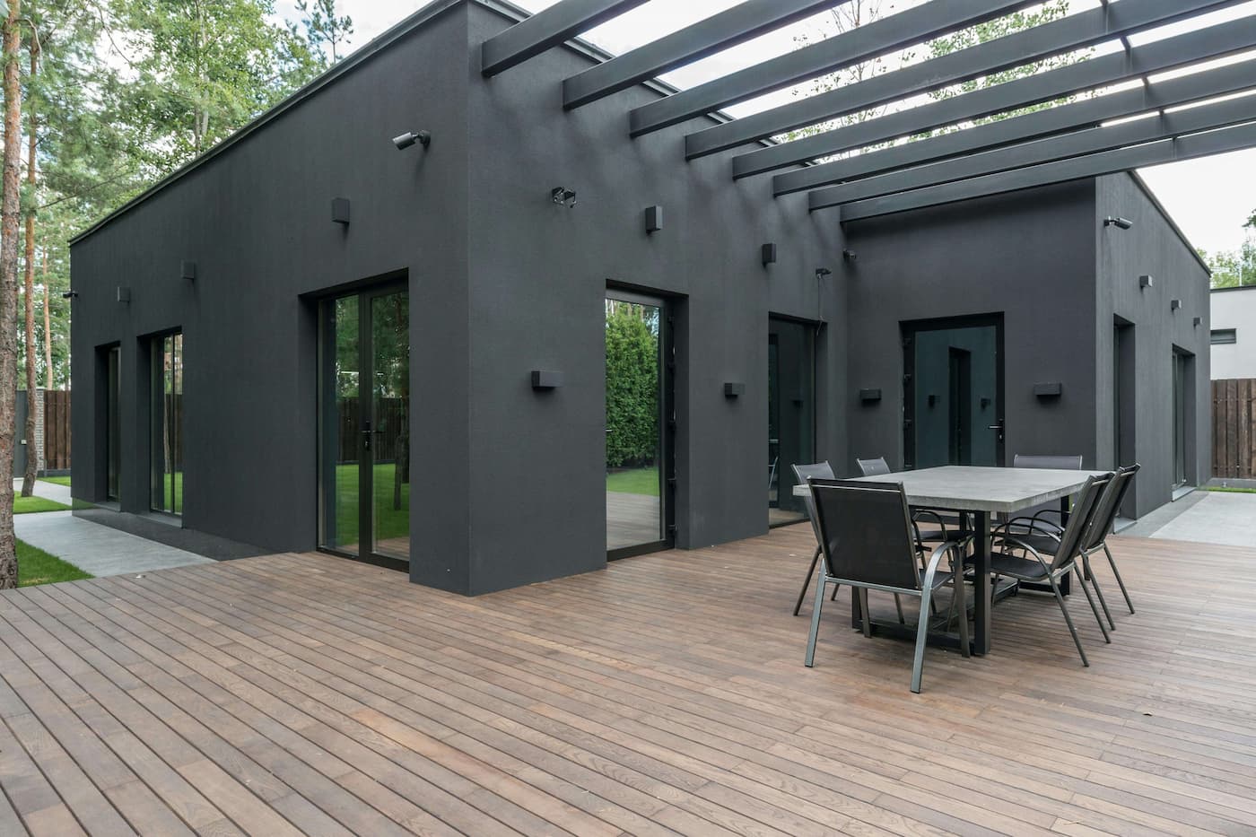 Outdoor decking installation for a garden or patio area